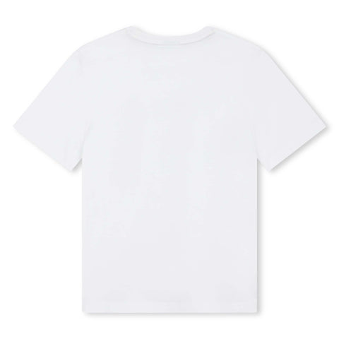 BOSS Boys White Logo Cotton Short Sleeve T-Shirt