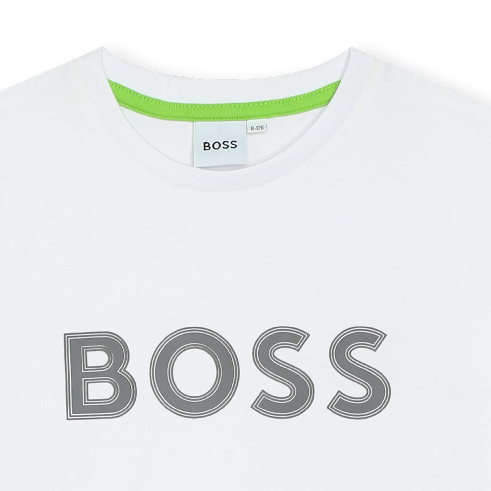 BOSS Boys White Logo Short Sleeve T-Shirt