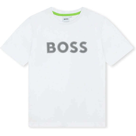 Boys White Logo Short Sleeve T-Shirt