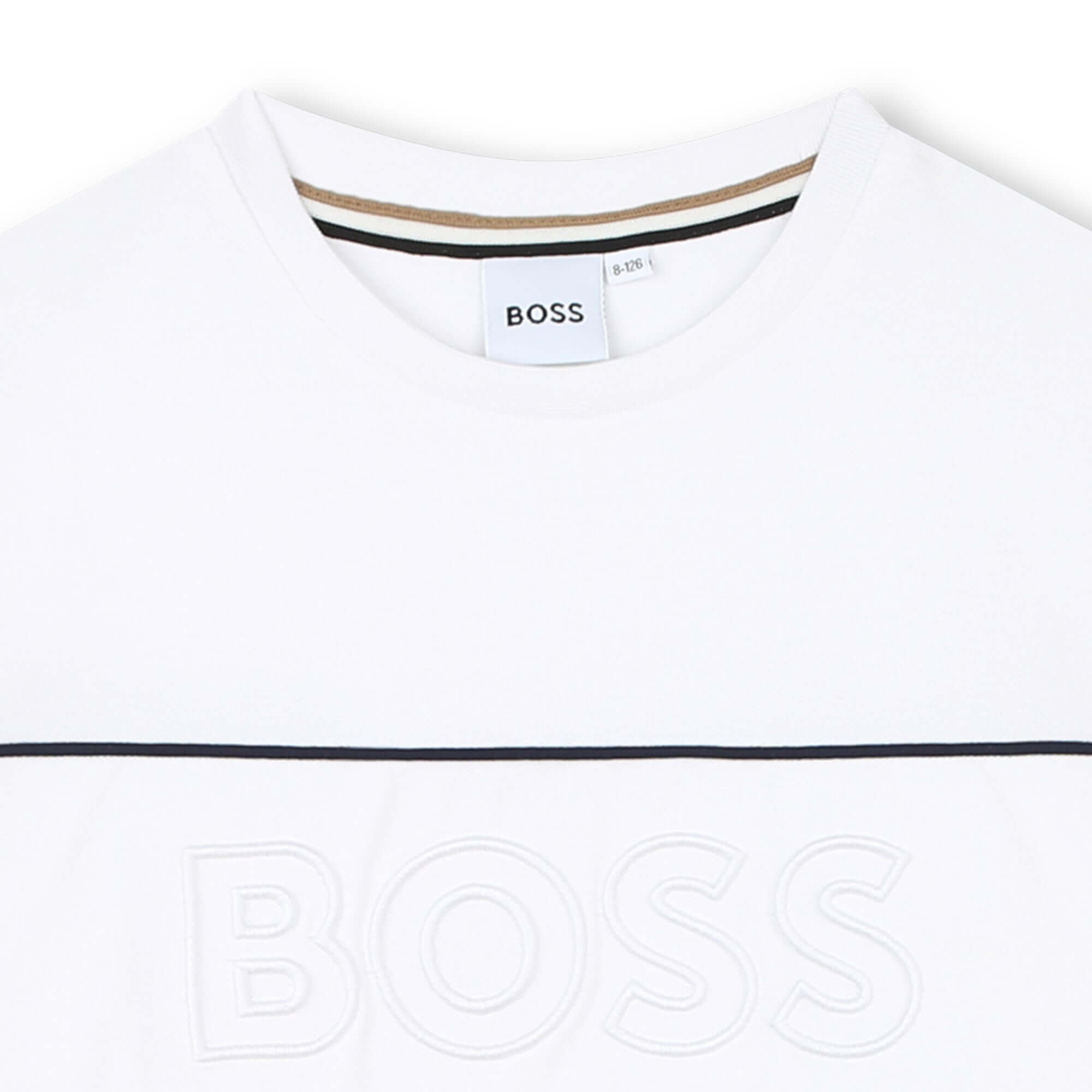 BOSS Boys White Logo Short Sleeve T-Shirt