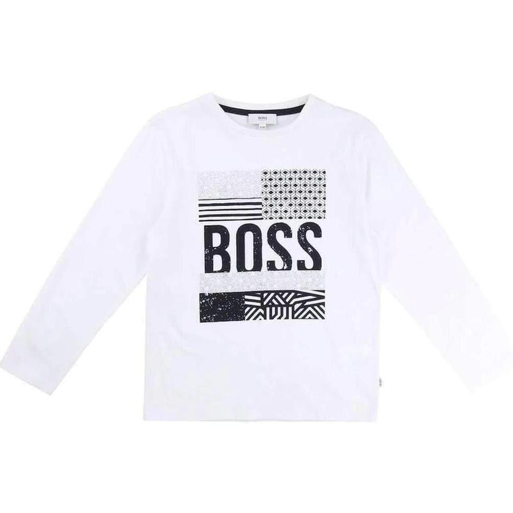 BOSS Boys White Long Sleeve T-shirt