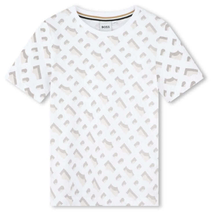 BOSS Boys White Monogram T-Shirt