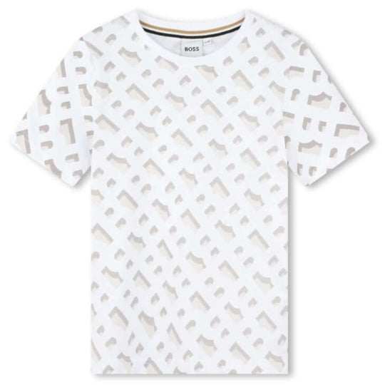 Boys White Monogram T-Shirt