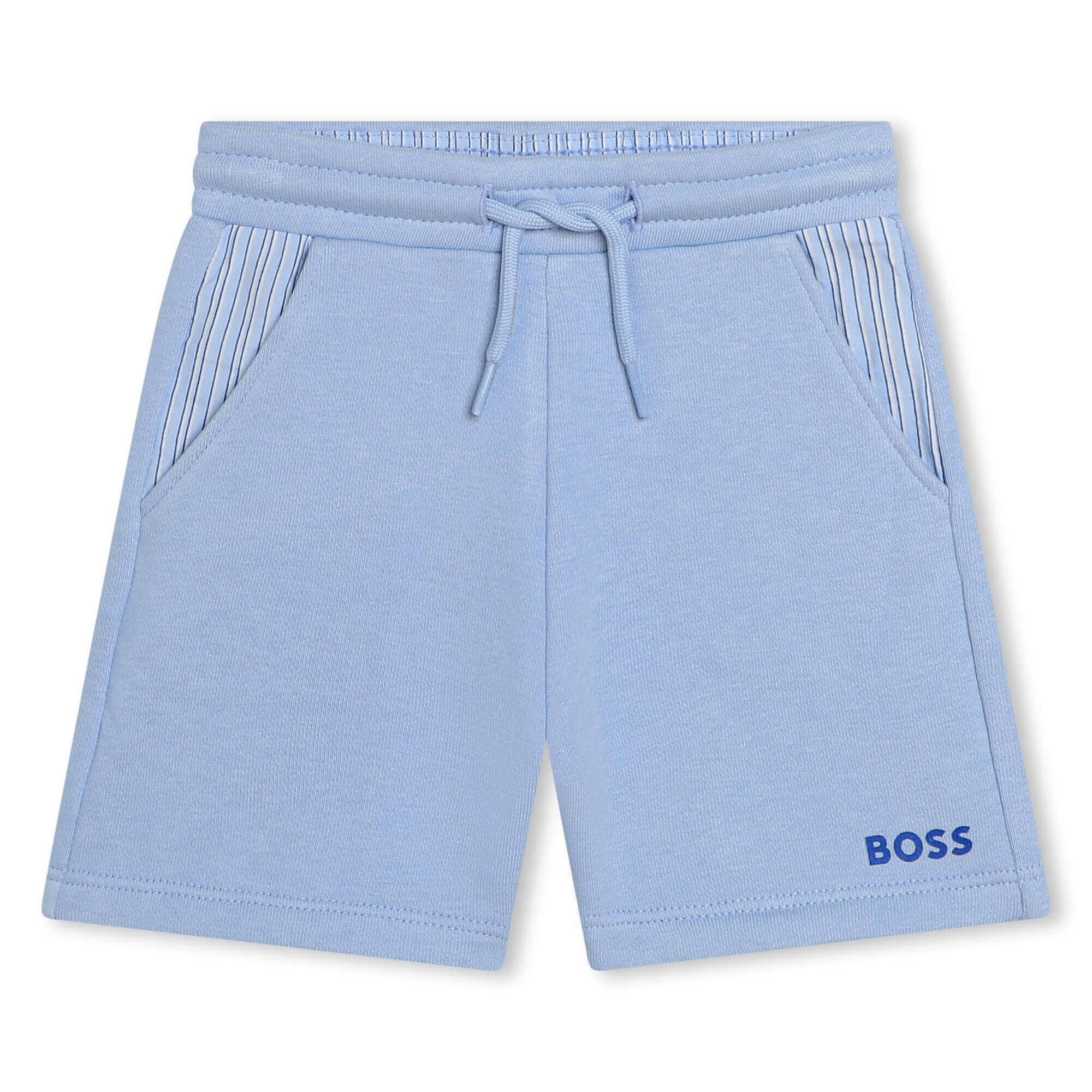BOSS Boys White & Pale Blue Short Set