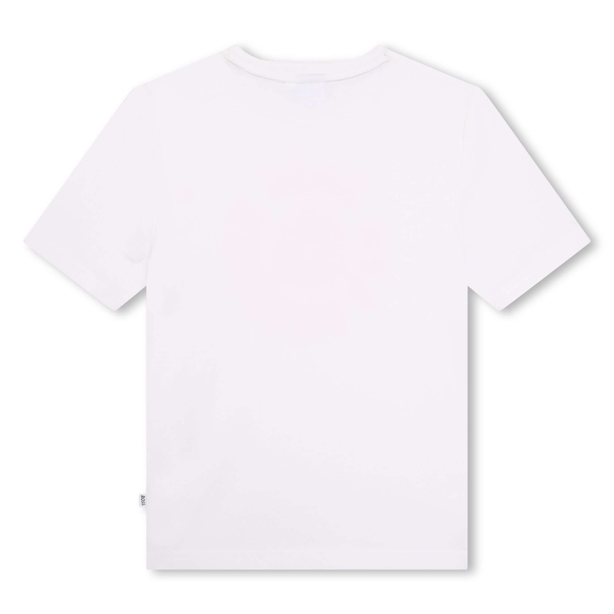 BOSS Boys White Short Sleeve Records Print T-Shirt