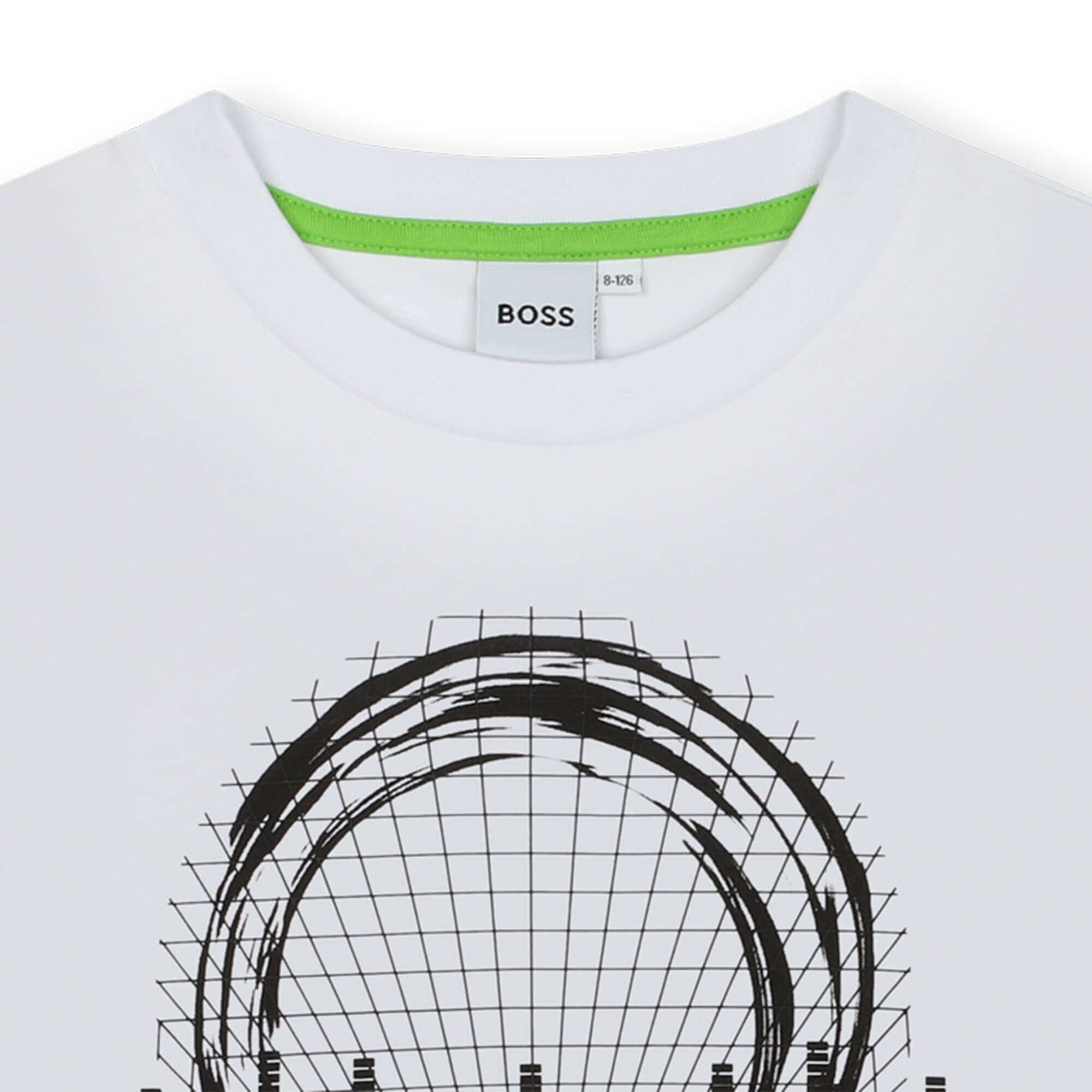 BOSS Boys White Techno Print Short Sleeve T-Shirt