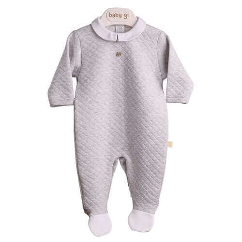 Baby Boys Grey Jacquard Babygrow