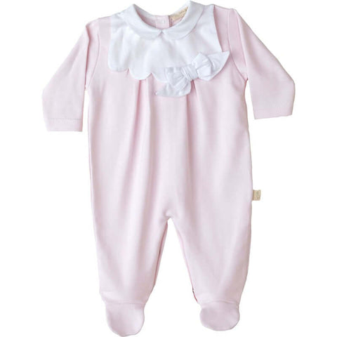 Baby Gi Baby Girls Pink Cotton Babygrow With Bow