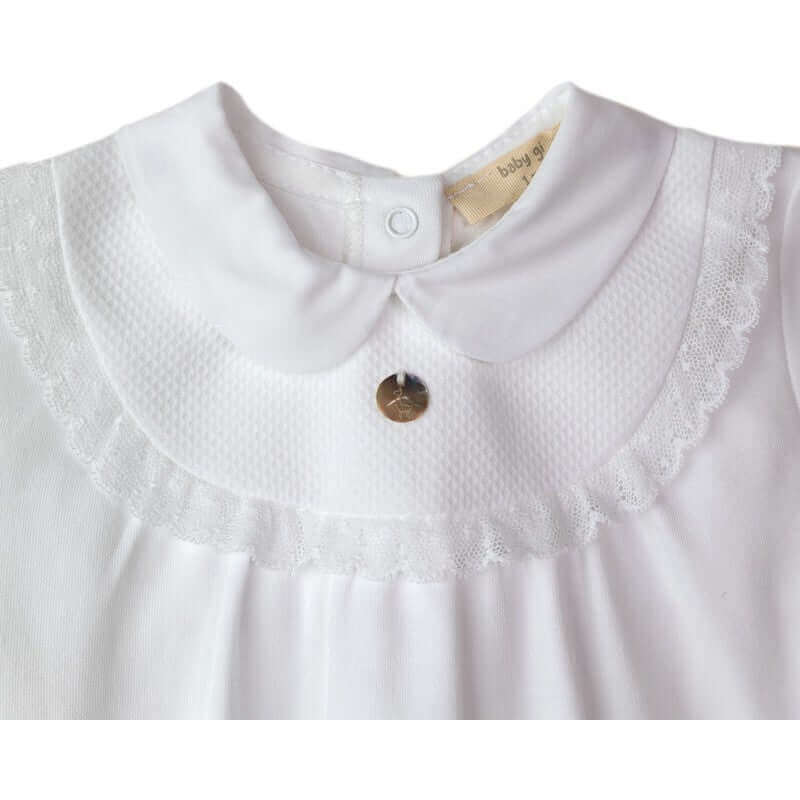 Baby Gi Baby Girls White Cotton Babygrow