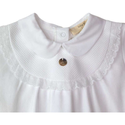 Baby Gi Baby Girls White Cotton Babygrow