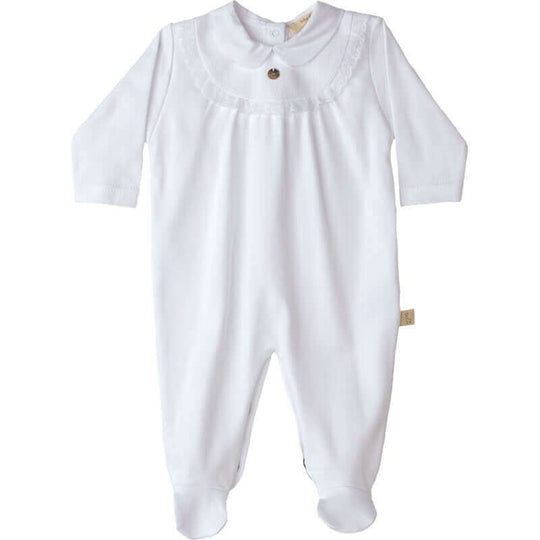 Baby Girls White Cotton Babygrow