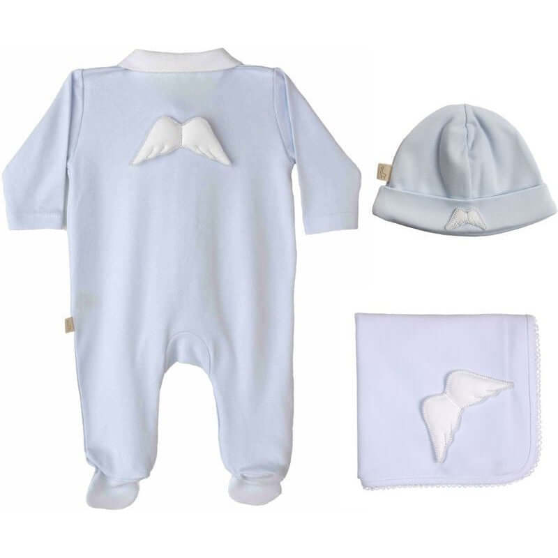 Baby Gi Blue Angel Wings Babygrow Gift Set