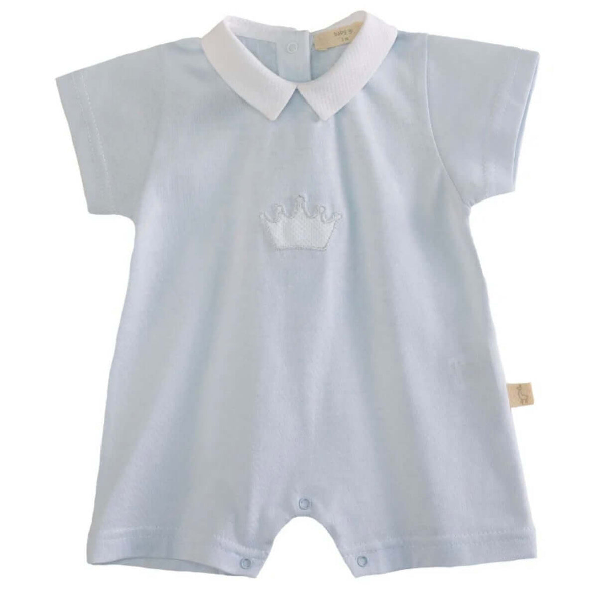 Baby Gi Boys Blue Romper with Crown