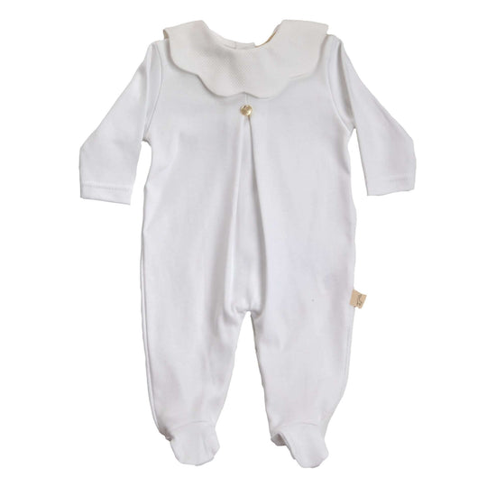 Unisex White Cotton Babygrow