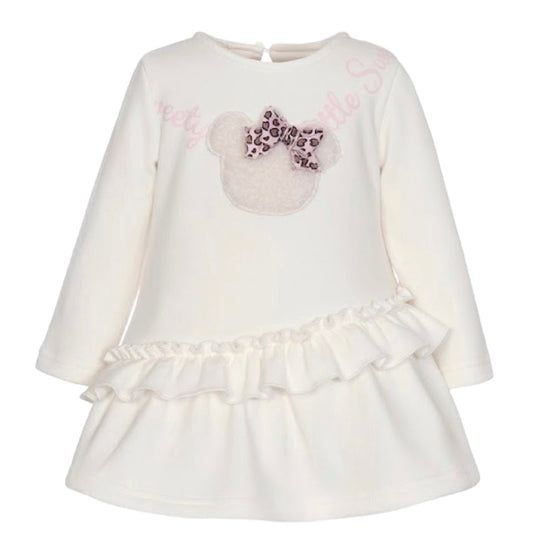 Girls Cream Teddy Dress