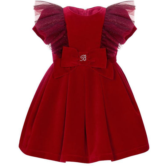Girls Red Velvet Dress