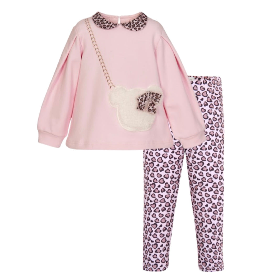 Balloon Chic Girls Pink Leopard Print Legging Set