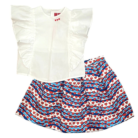 Barcellino Girls Love Heart Skirt Set