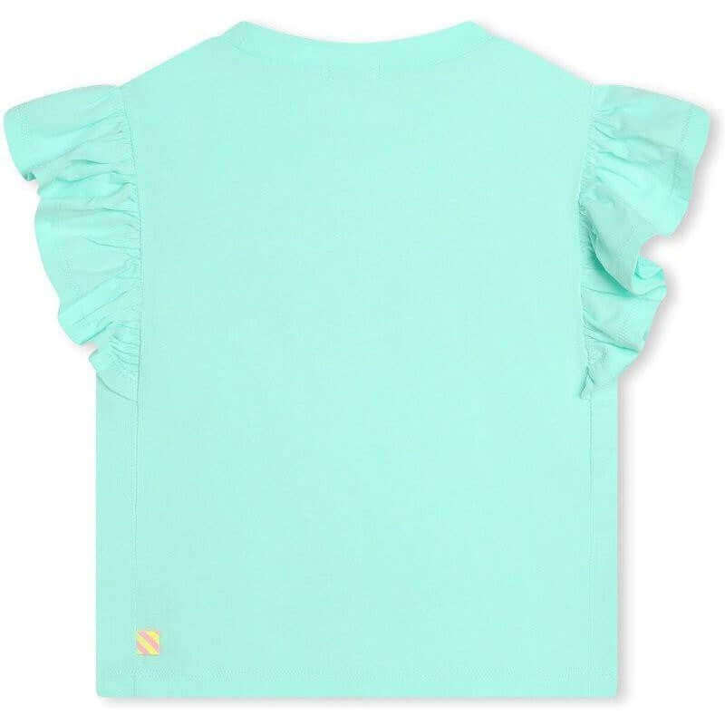 Billieblush Girls Aqua Blue Ruffle Short Sleeve T-Shirt