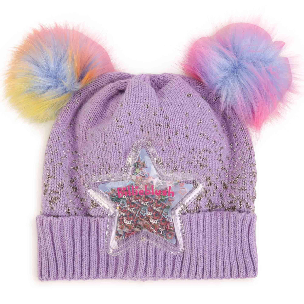 Billieblush Girls Lilac Pompom Star Hat