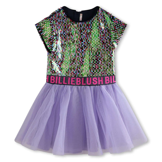 Girls Lilac Sequin Dress