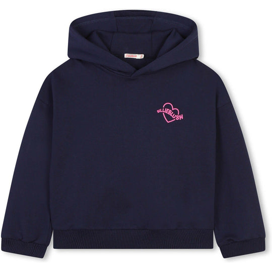 Girls Navy Heart Hoody