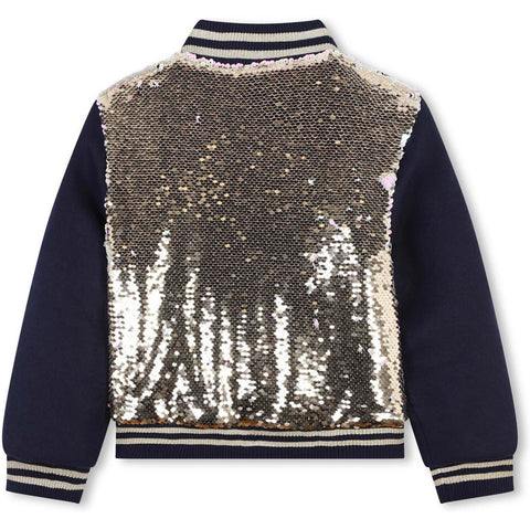 Billieblush Girls Navy Sequin Bomber Jacket