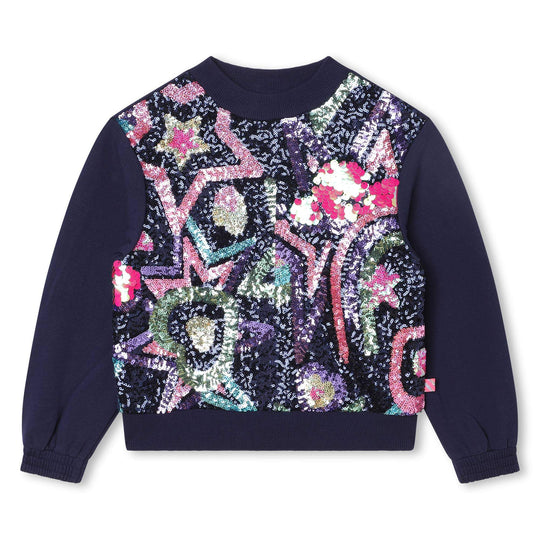 Girls Navy Sequin Sweatshirt