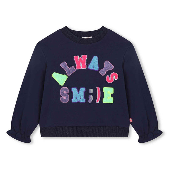 Girls Navy Smile Sweatshirt