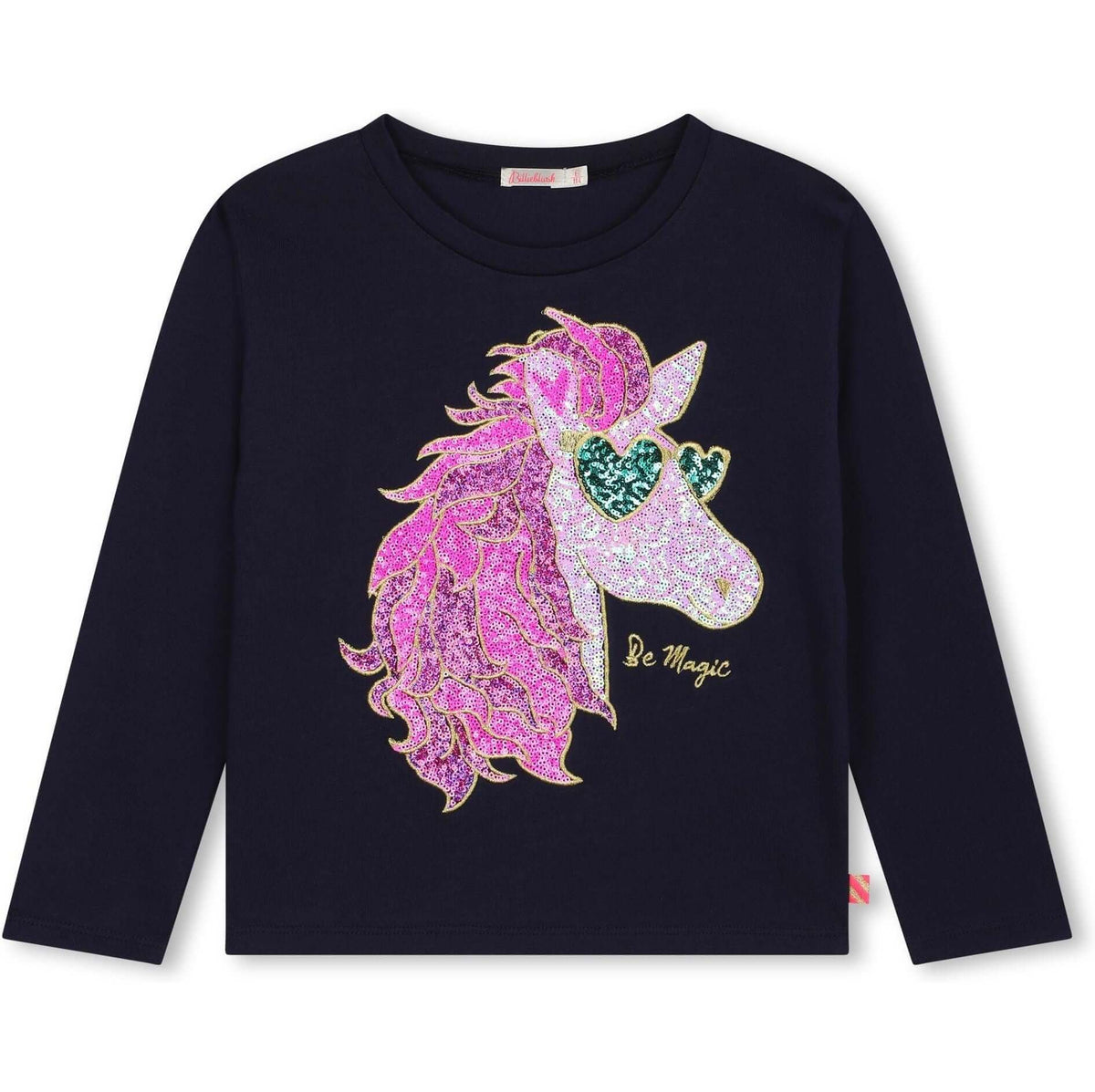 Billieblush Girls Navy Unicorn T-shirt