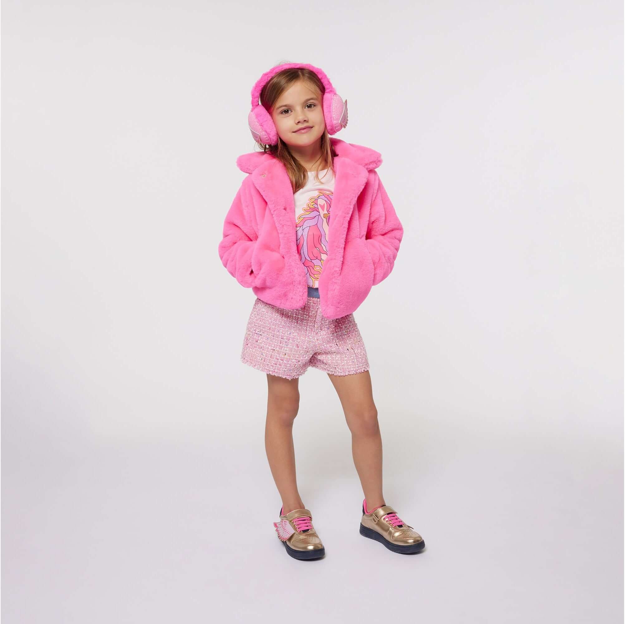 Pink fur coat for girls online