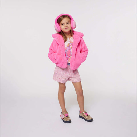 Billieblush Girls Pink Faux Fur Coat