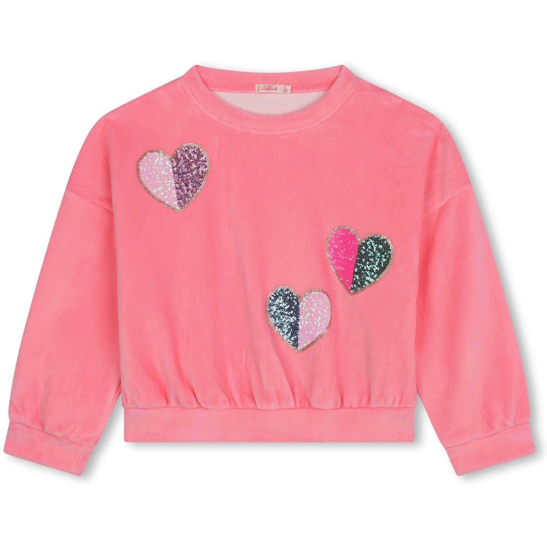 Billieblush Girls Pink Heart Sweatshirt