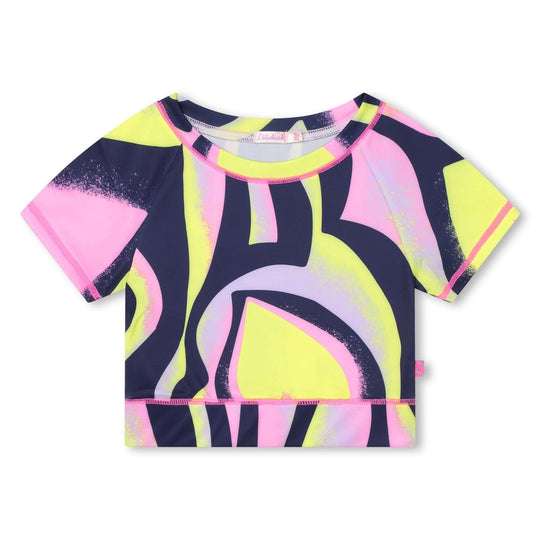 Girls Pink Pattern Crop Top