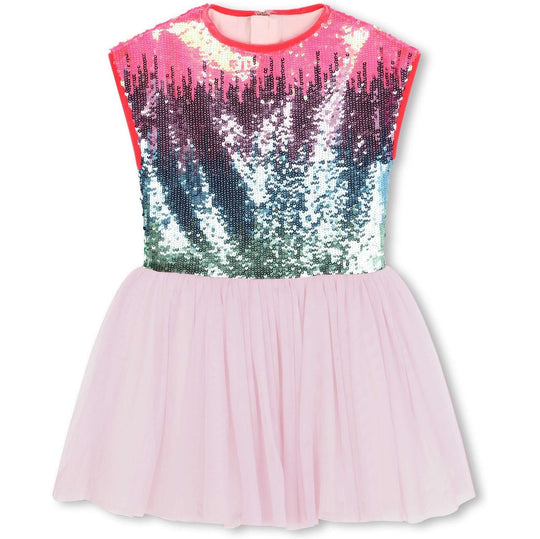 Girls Pink Sequin Tulle Dress