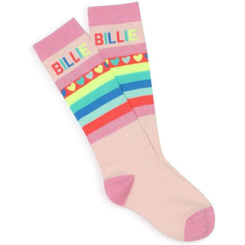 Billieblush Girls Pink Striped Knee High Socks