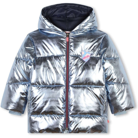 Billieblush Girls Silver Puffer Coat