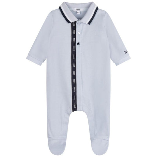 Baby Boys Pale Blue Logo Babygrow