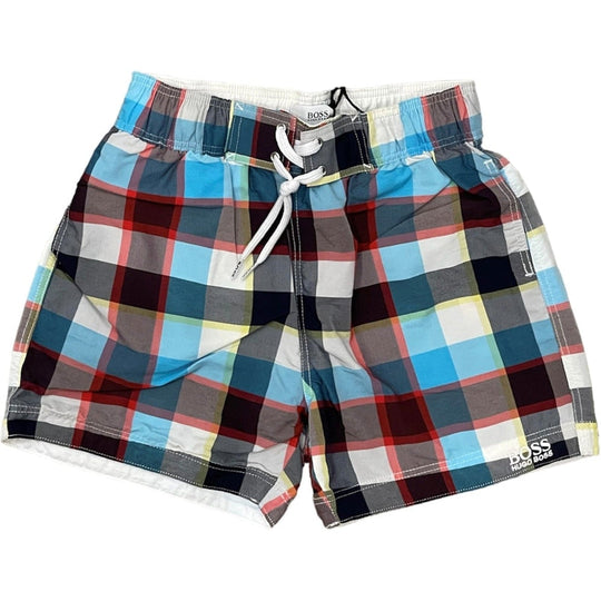 Boys Check Multi Colour Swimming Shorts