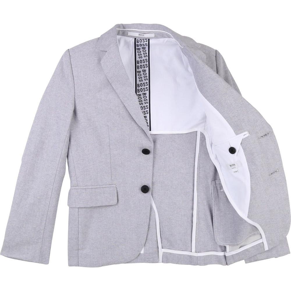 BOSS Boys Grey Cotton Suit Jacket