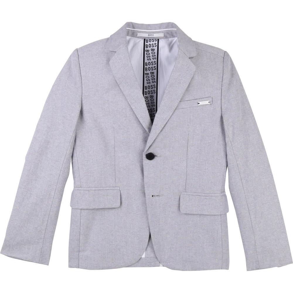 BOSS Boys Grey Cotton Suit Jacket