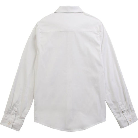 BOSS Boys White Cotton Long Sleeved Shirt