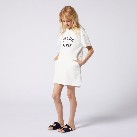 Chloe Girls Offwhite Logo Dress