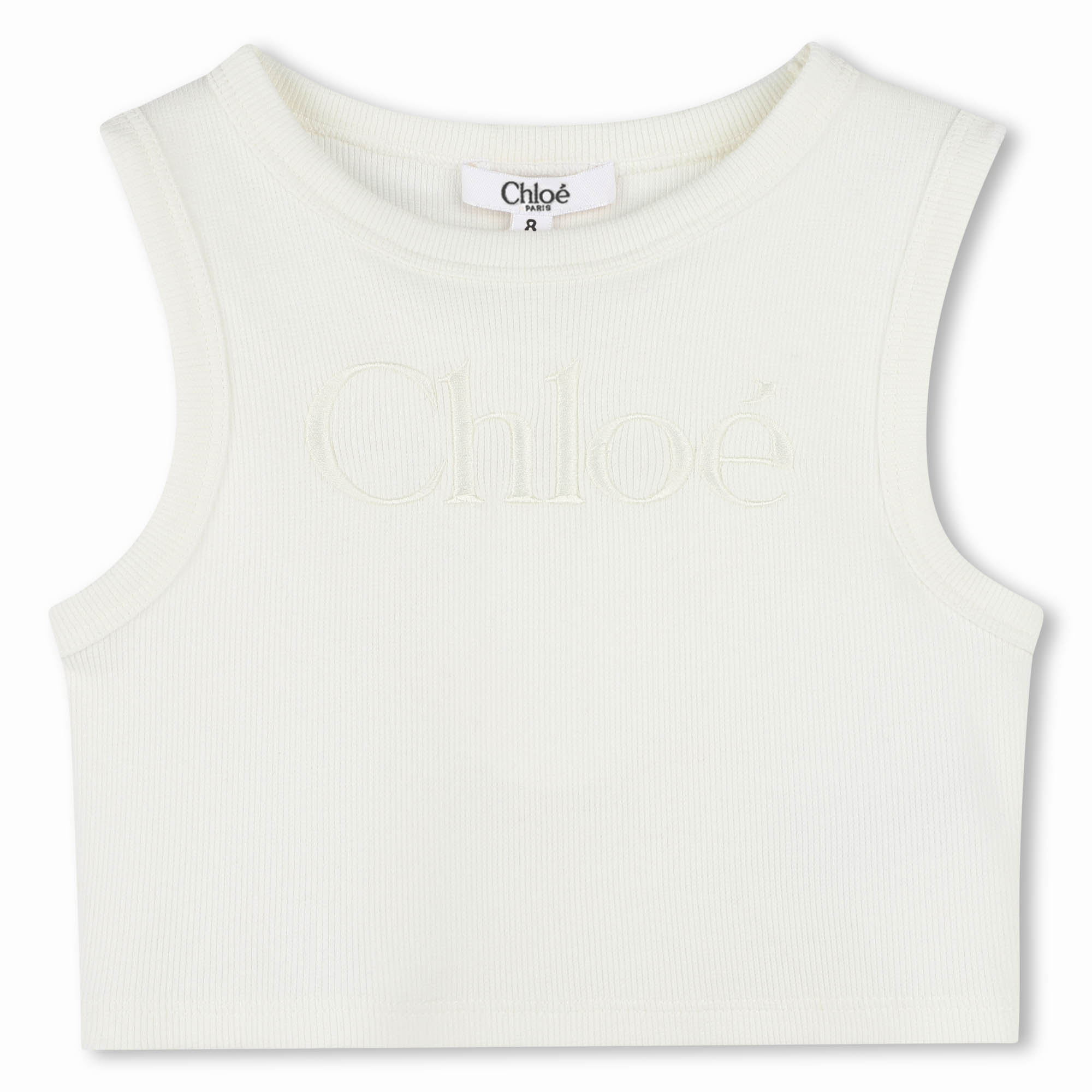 Chloe Girls Offwhite Logo Tank Top