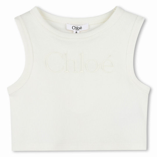 Girls Offwhite Logo Tank Top