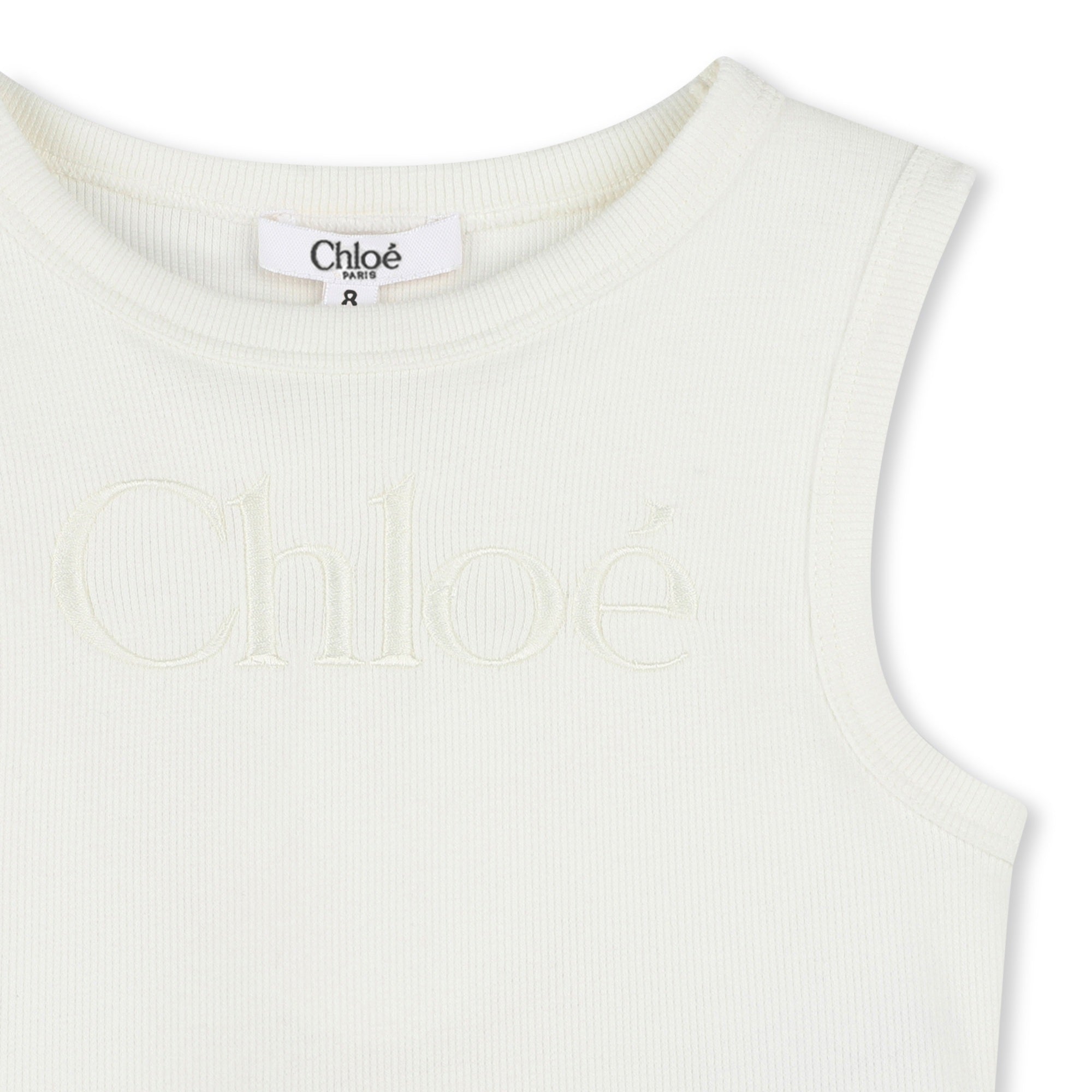 Chloe Girls Offwhite Logo Tank Top