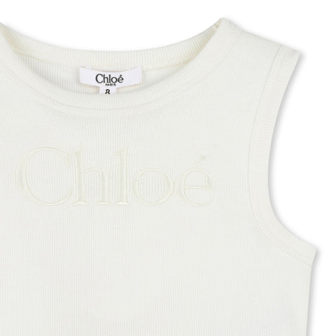 Chloe Girls Offwhite Logo Tank Top