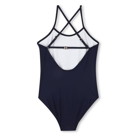 Chloe Girls Navy Logo Swimming Costume