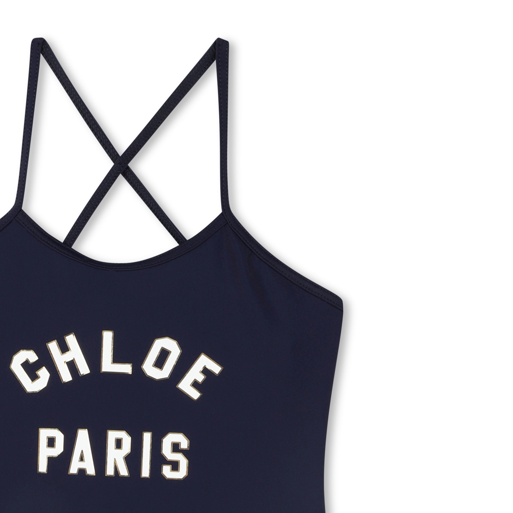 Chloe Girls Navy Logo Swimming Costume