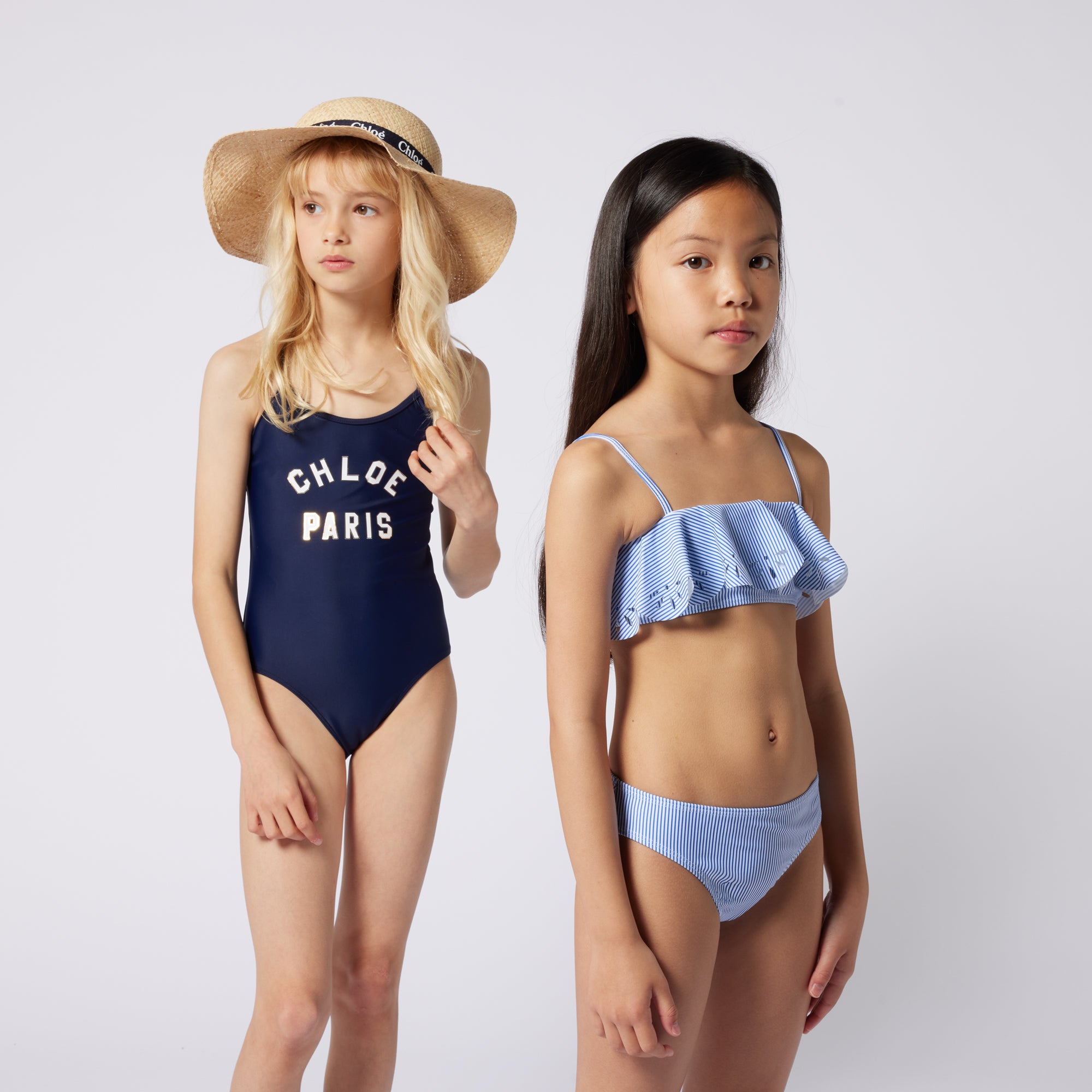 Chloe Girls Navy Logo Swimming Costume